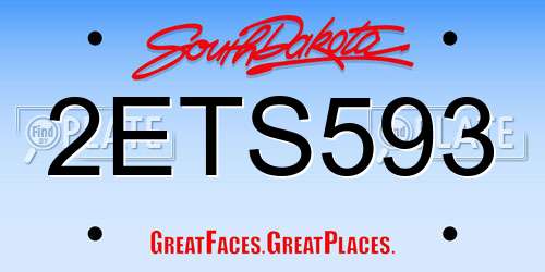 2ETS593 South Dakota License Plate