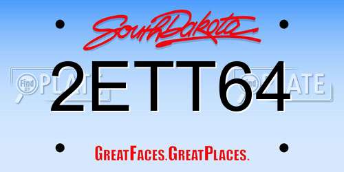 2ETT64 South Dakota License Plate