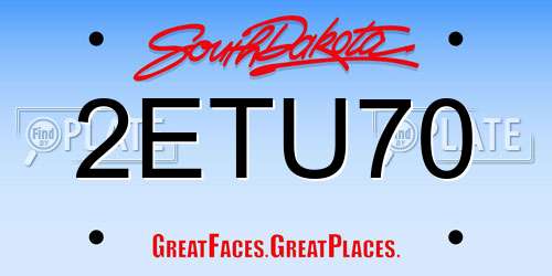 2ETU70 South Dakota License Plate