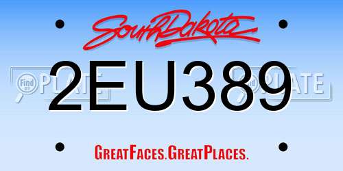 2EU389 South Dakota License Plate