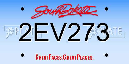 2EV273 South Dakota License Plate