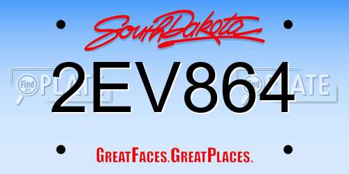 2EV864 South Dakota License Plate