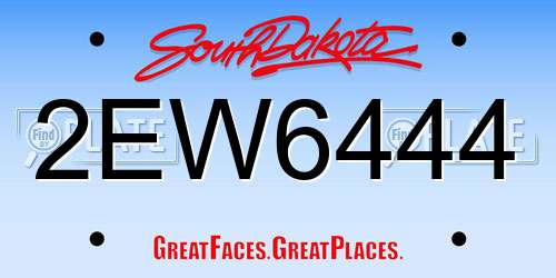 2EW6444 South Dakota License Plate