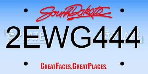 2EWG444 South Dakota License Plate