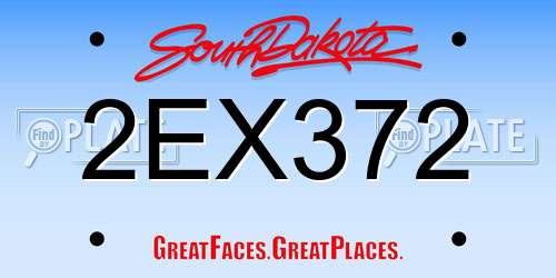 2EX372 South Dakota License Plate