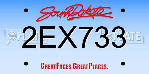 2EX733 South Dakota License Plate