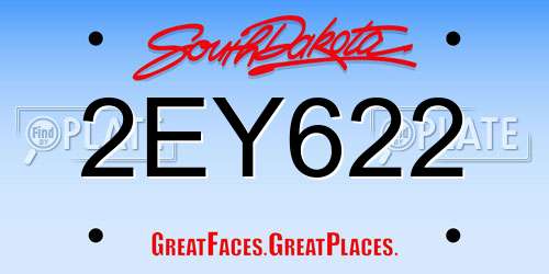 2EY622 South Dakota License Plate