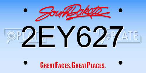 2EY627 South Dakota License Plate