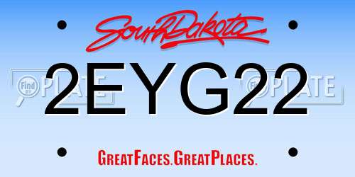 2EYG22 South Dakota License Plate