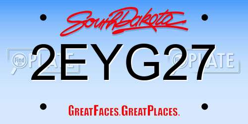 2EYG27 South Dakota License Plate