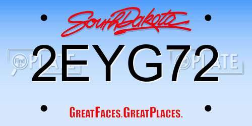 2EYG72 South Dakota License Plate