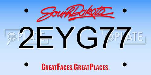 2EYG77 South Dakota License Plate