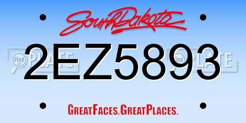 2EZ5893 South Dakota License Plate