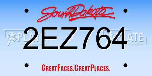 2EZ764 South Dakota License Plate