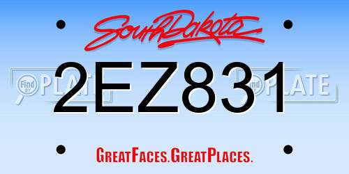 2EZ831 South Dakota License Plate