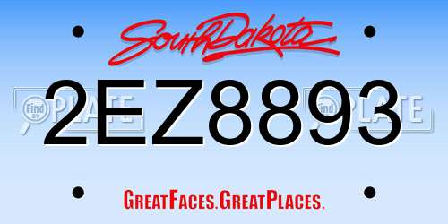 2EZ8893 South Dakota License Plate