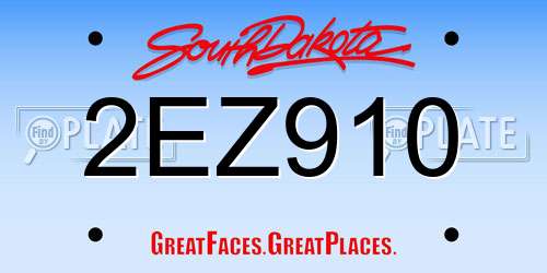 2EZ910 South Dakota License Plate