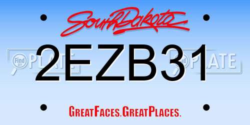 2EZB31 South Dakota License Plate