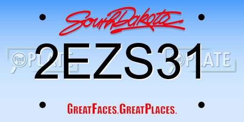 2EZS31 South Dakota License Plate