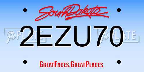 2EZU70 South Dakota License Plate