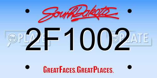 2F1002 South Dakota License Plate