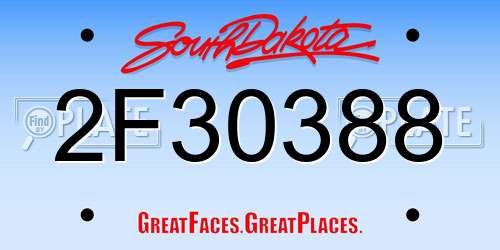 2F30388 South Dakota License Plate