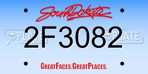 2F3082 South Dakota License Plate