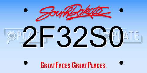 2F32S0 South Dakota License Plate