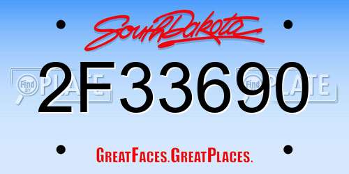 2F33690 South Dakota License Plate