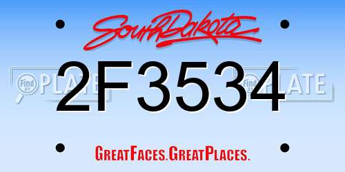 2F3534 South Dakota License Plate