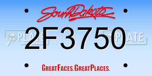 2F3750 South Dakota License Plate
