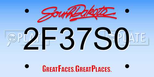 2F37S0 South Dakota License Plate