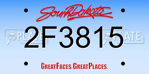 2F3815 South Dakota License Plate
