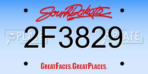 2F3829 South Dakota License Plate