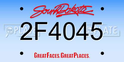 2F4045 South Dakota License Plate