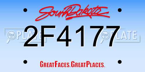 2F4177 South Dakota License Plate