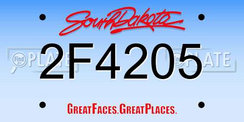 2F4205 South Dakota License Plate