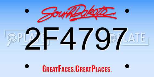 2F4797 South Dakota License Plate