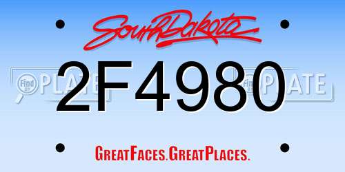 2F4980 South Dakota License Plate