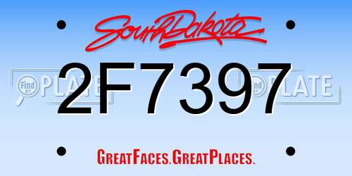 2F7397 South Dakota License Plate