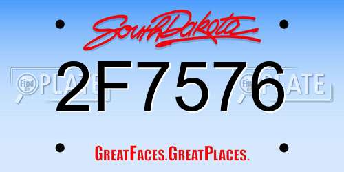 2F7576 South Dakota License Plate