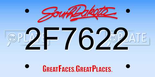 2F7622 South Dakota License Plate