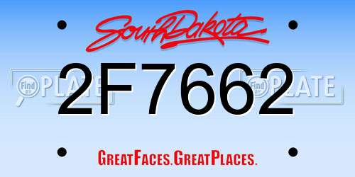 2F7662 South Dakota License Plate