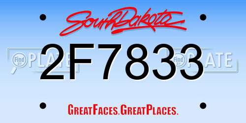 2F7833 South Dakota License Plate