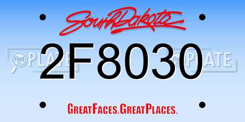 2F8030 South Dakota License Plate