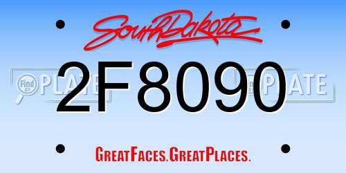 2F8090 South Dakota License Plate