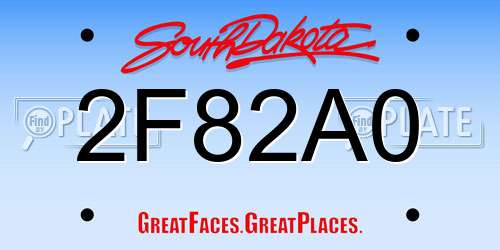 2F82A0 South Dakota License Plate