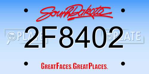 2F8402 South Dakota License Plate
