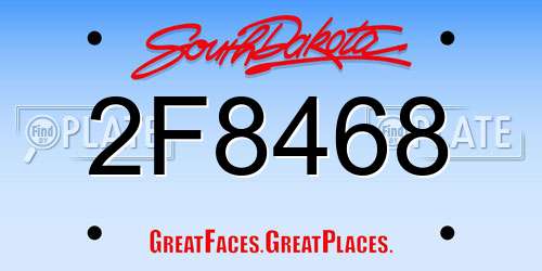 2F8468 South Dakota License Plate