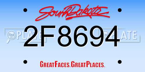 2F8694 South Dakota License Plate
